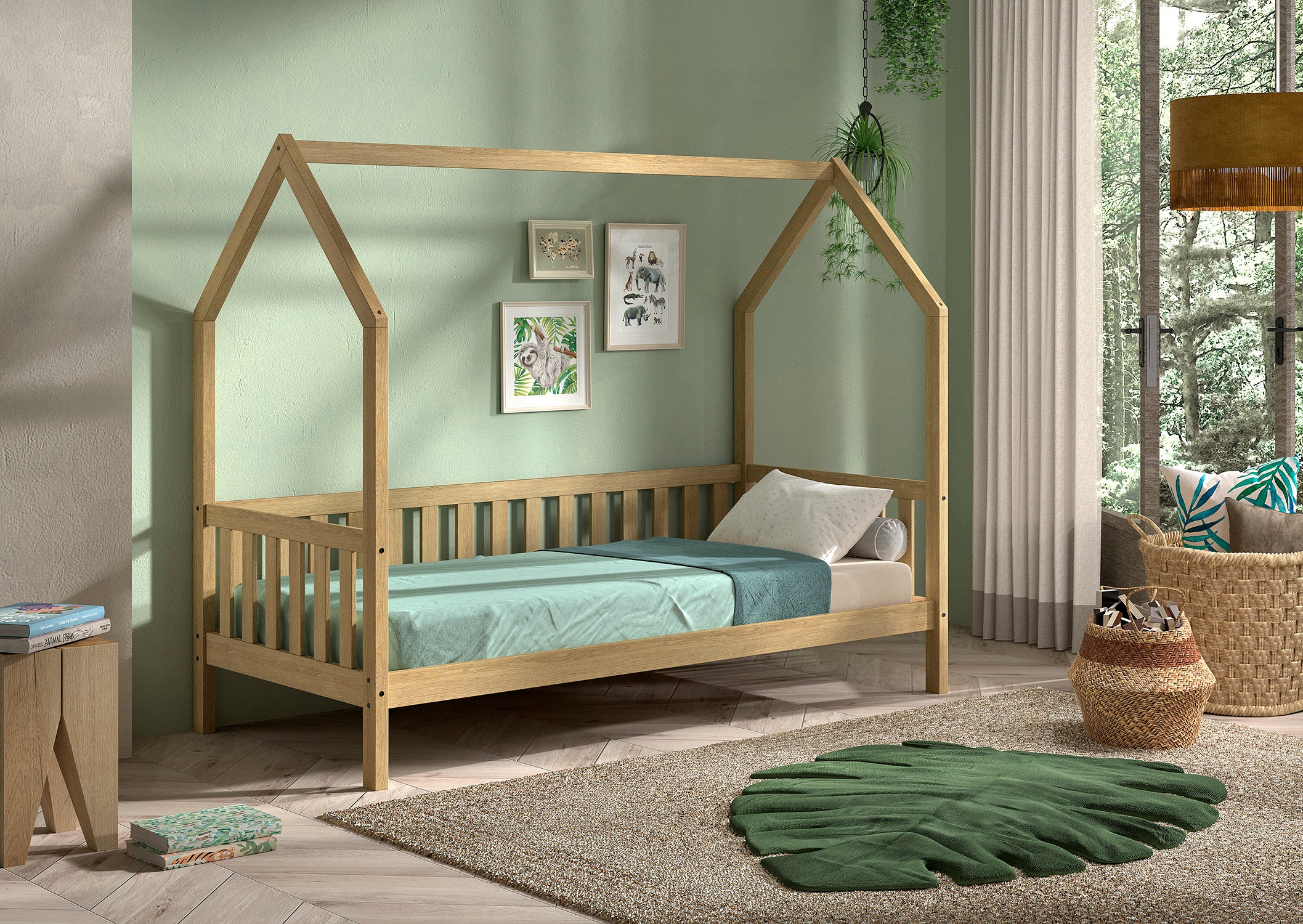 Nature House Bed With Fence 90 X 200 Cm Oak (CAHK9012)