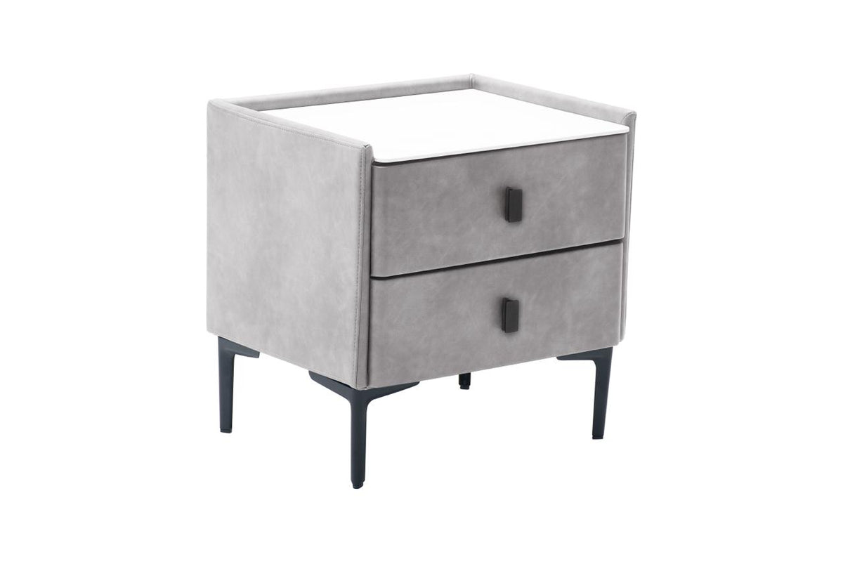 Carla Bedside Table Taupe with Charger