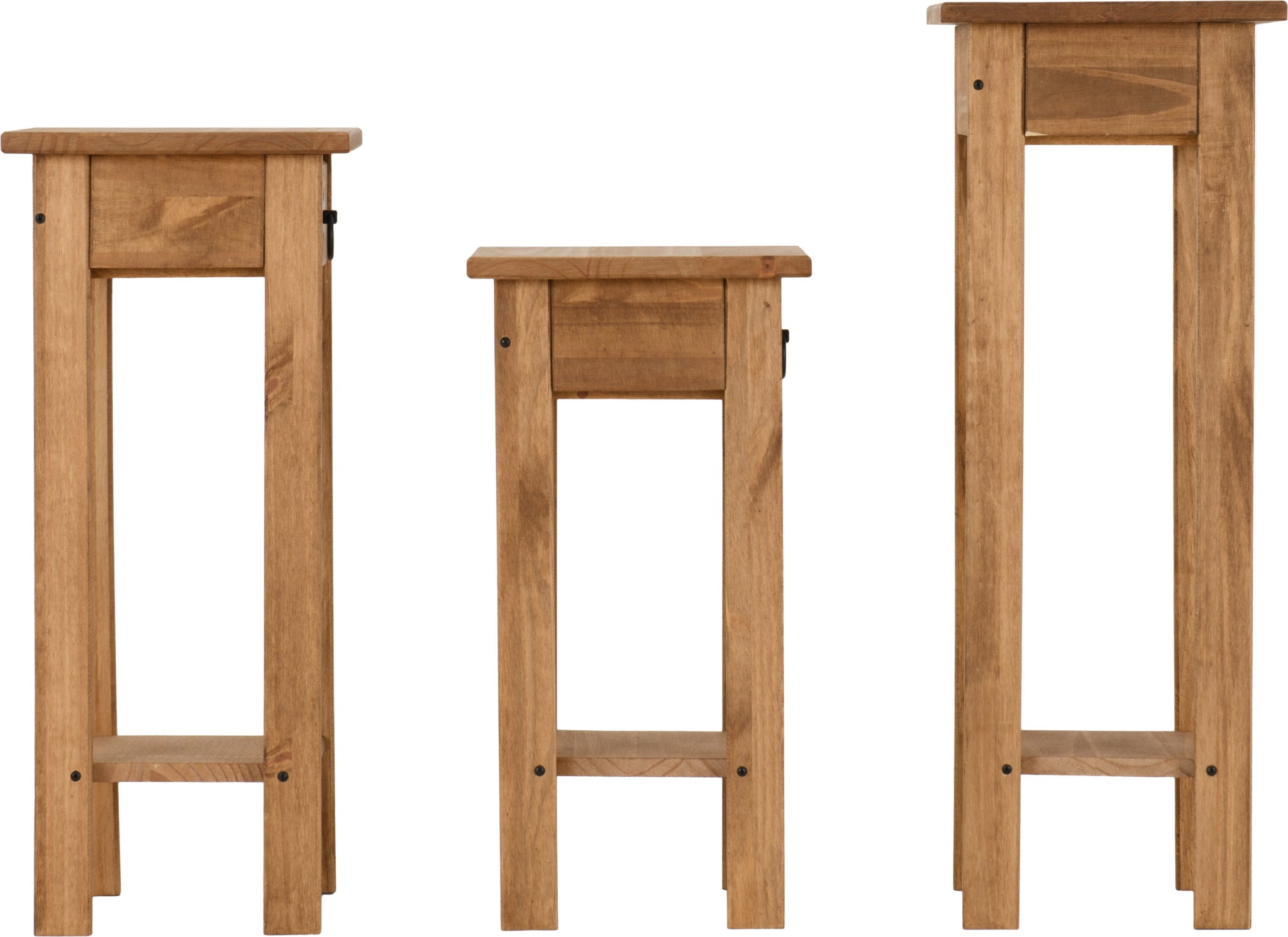 Corona Plant Stands (Set of 3) Distressed Waxed Pine