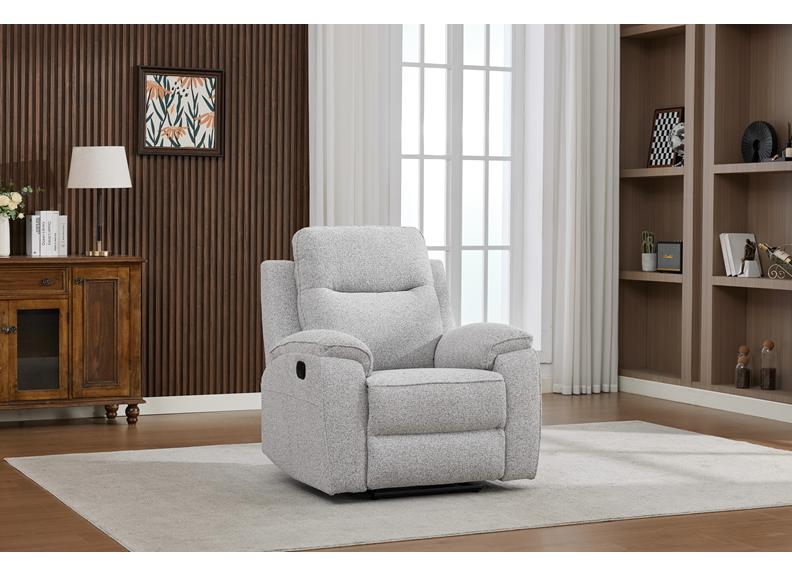 Carlingford Light Grey Chenille Reclining Armchair