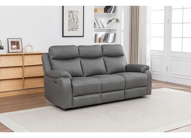 Corvan Charcoal Fabric Reclining 3 Seat Sofa