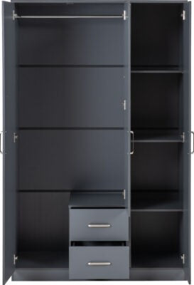 Dakota 3 Door Mirrored Wardrobe with Drawers – Large Storage