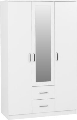 Dakota 3 Door Mirrored Wardrobe with Drawers – Large Storage