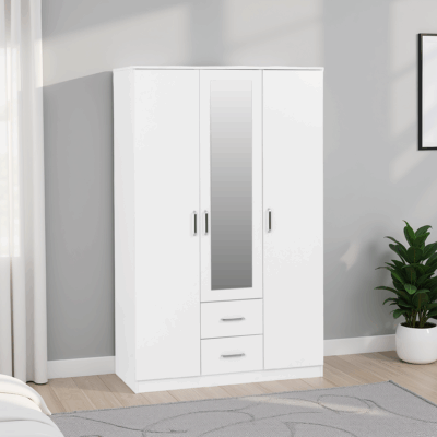 Dakota 3 Door Mirrored Wardrobe with Drawers β Large Storage