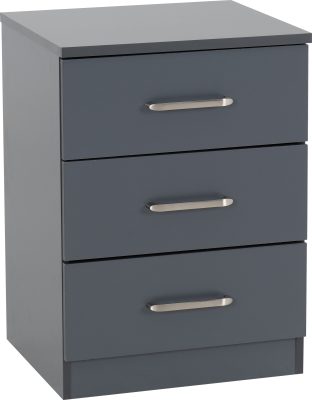 Dakota 3 Drawer Bedside Table – Compact Bedroom Storage