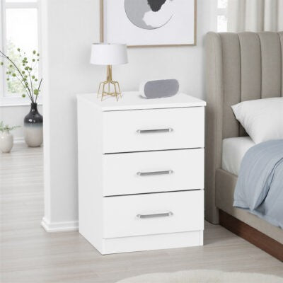 Dakota 3 Drawer Bedside Table β Compact Bedroom Storage