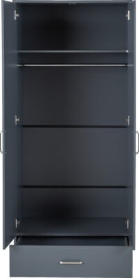 Dakota 2 Door Mirrored Wardrobe with Drawer – Space Saving Storage