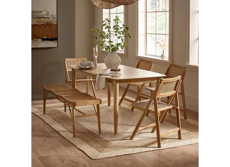 Two Elodie Foldable Rattan Chairs – Natural Woven Indoor Dining & Occasional Seating (Pre-Order Only)