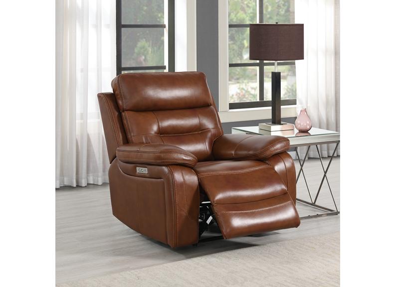 Egan Bison Saddle Leatherette Powered Reclining Armchair (Pre-Order)