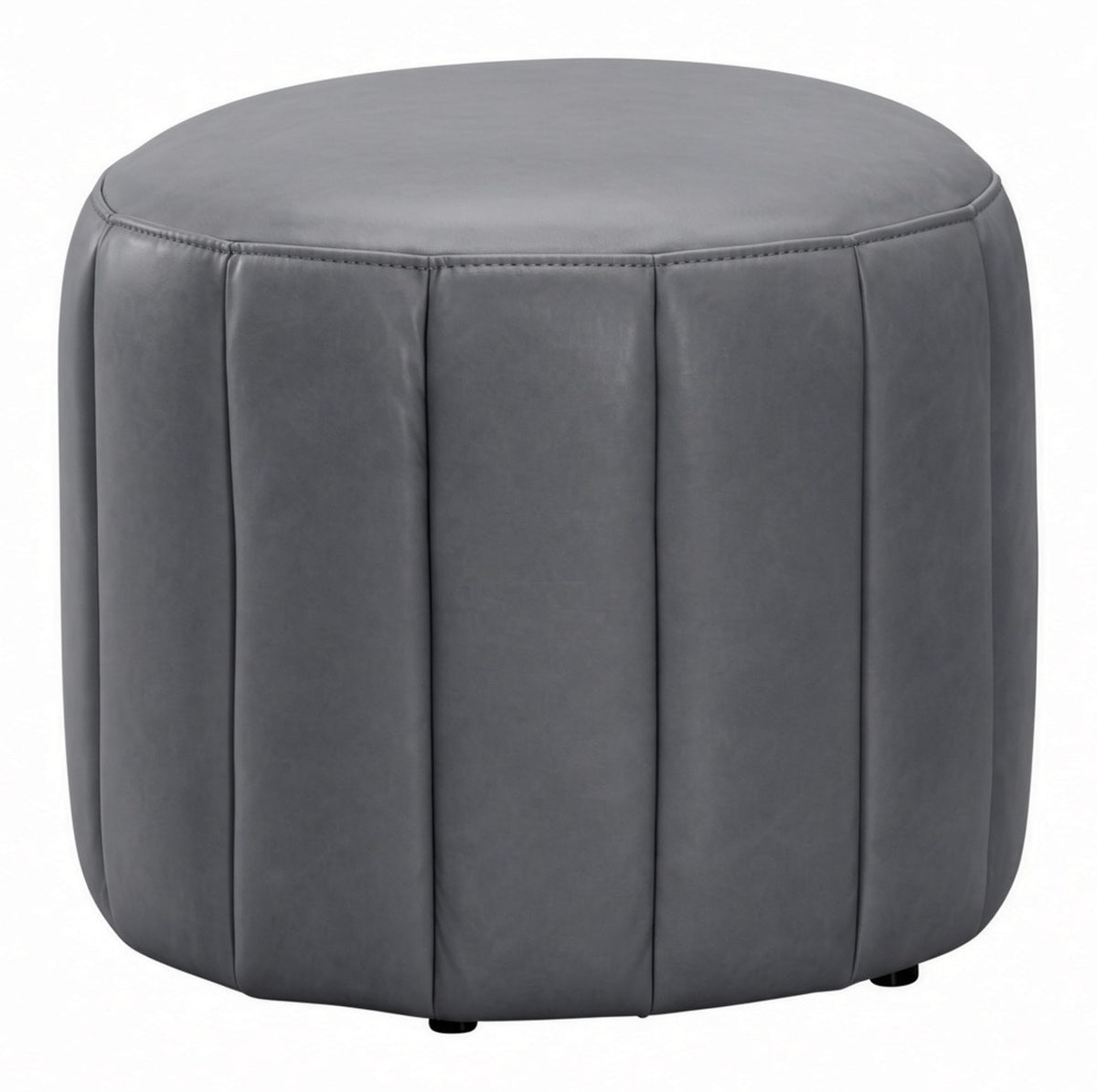 Felix Round PU Footstool Grey