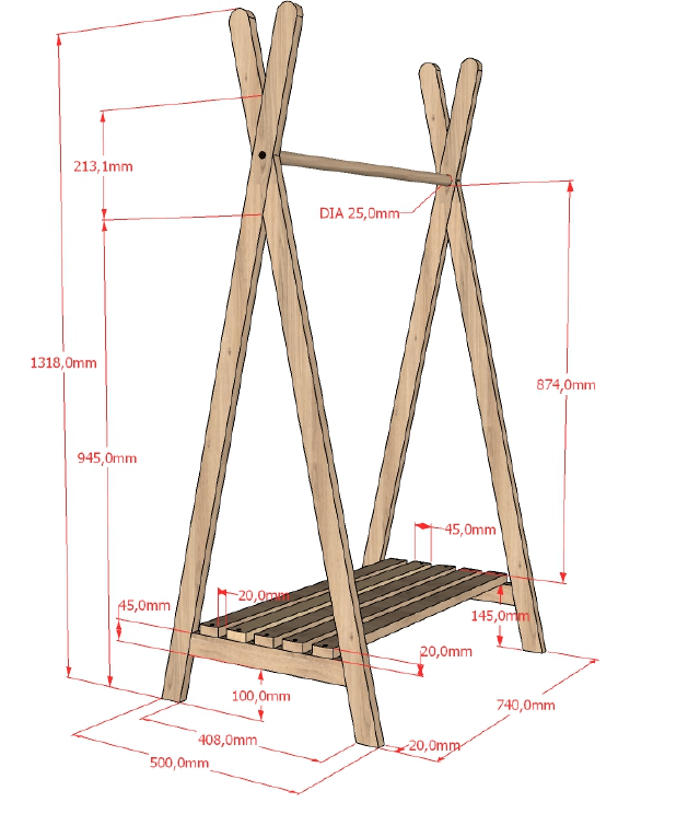 Nature Clothing Rack Oak
