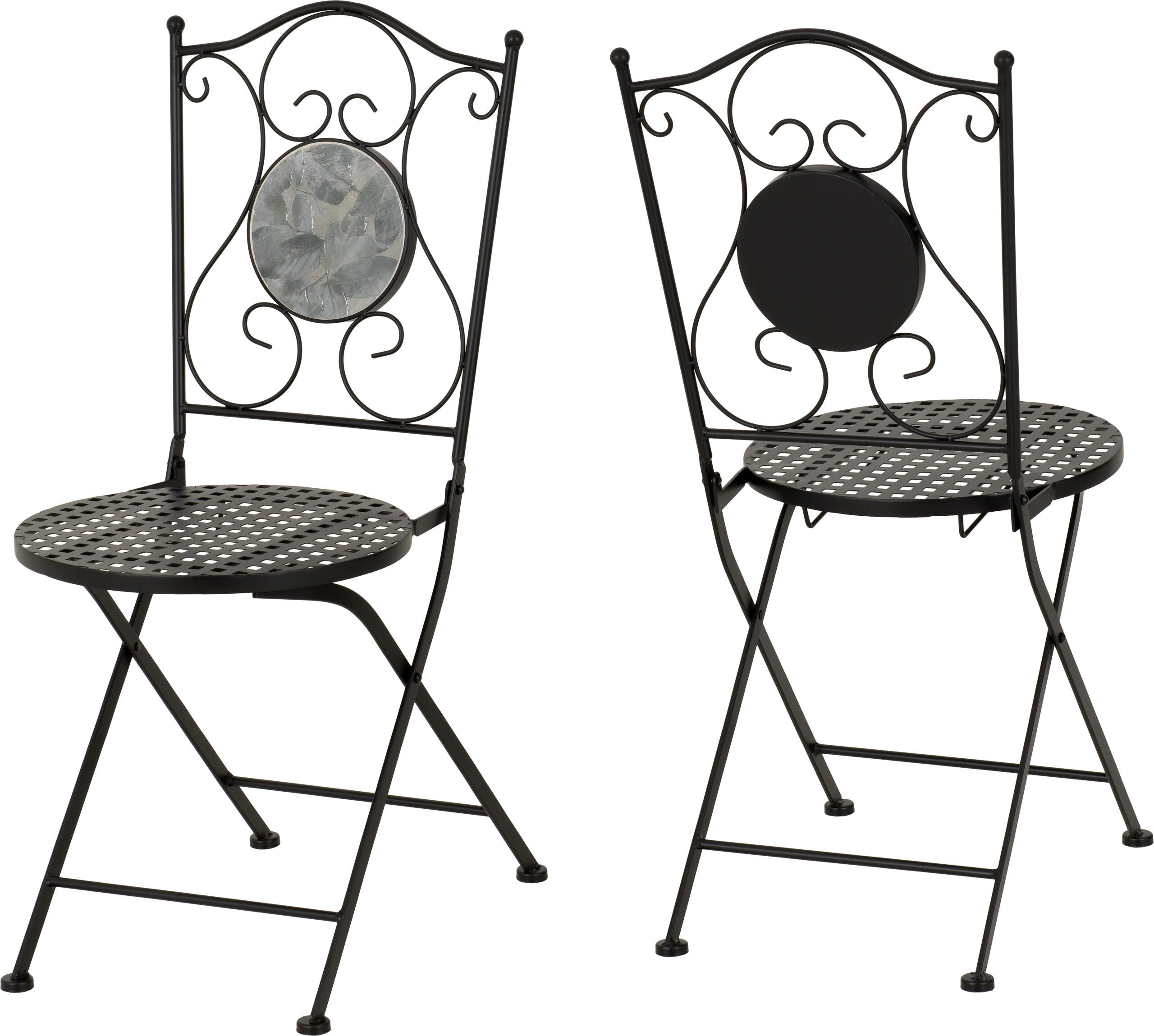 Ferne Patio Dining Set Black/Grey Leaf