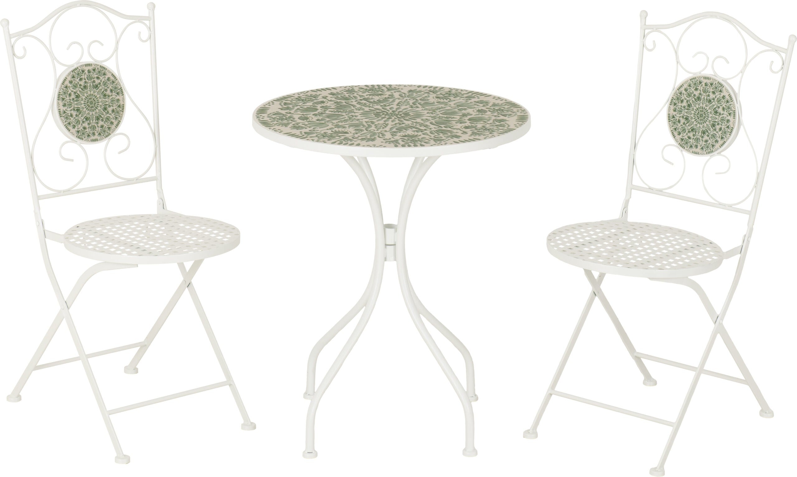 Ferne Patio Dining Set White/Green Leaf