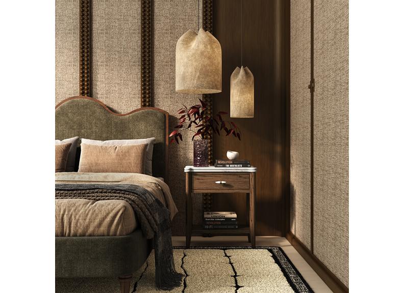 Florence Lamp Table – Dark Wood Finish | Marble top & Handles