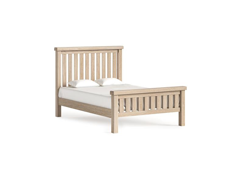 Normandy Slatted Bed Frame | Low Foot Bed With A Whitewashed Finish