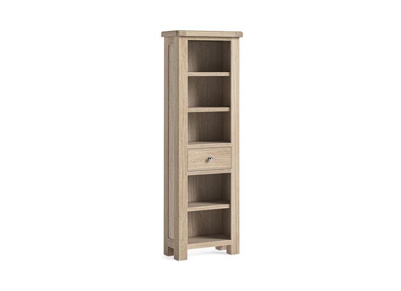 Normandy Bookcases With Drawer | Whitewashed Oak Occasional Storage