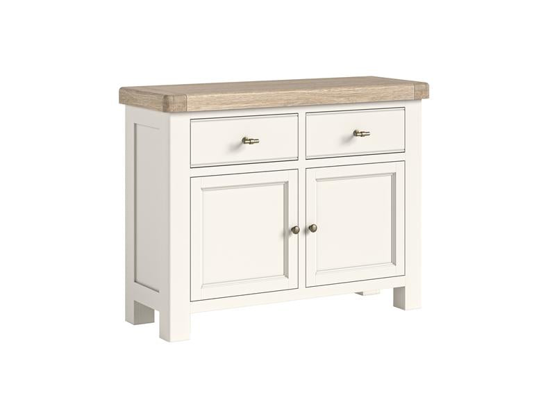 Windsor Small Sideboard - Rustic Country Style Occasional Furniture With A Coconut White Frame & Oak Top – (GLH)