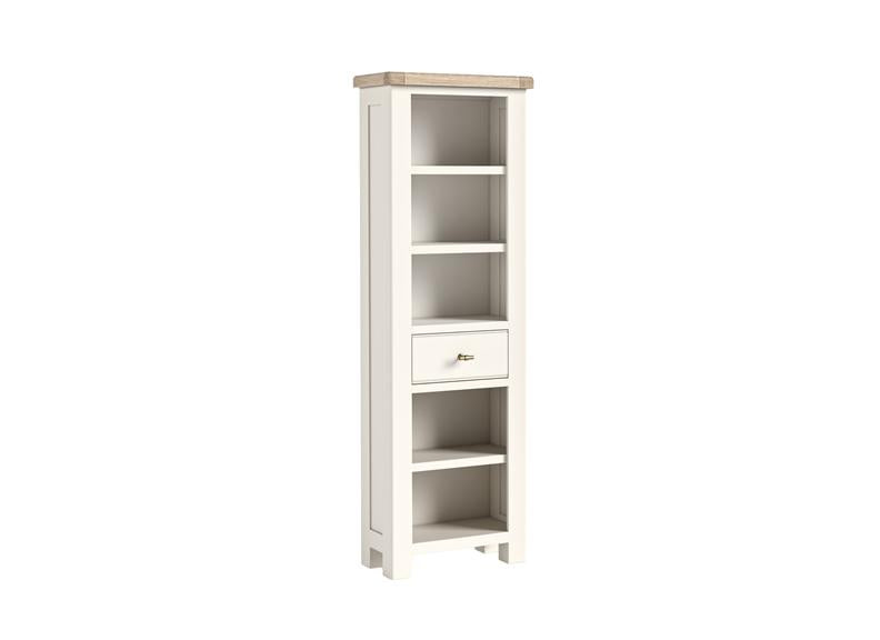 Windsor Bookcases - Rustic Country Style Occasional Furniture With A Coconut White Frame & Oak Top – (GLH)