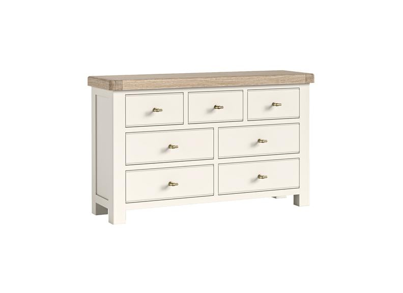 Windsor 3+4 Chest With A Coconut White Frame & Oak Top – Rustic Country Style Bedroom Furniture (GLH)