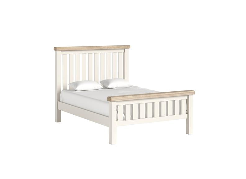 Windsor Bed With A Coconut White Frame & Oak Top – Rustic Country Style Bedroom Furniture (GLH)