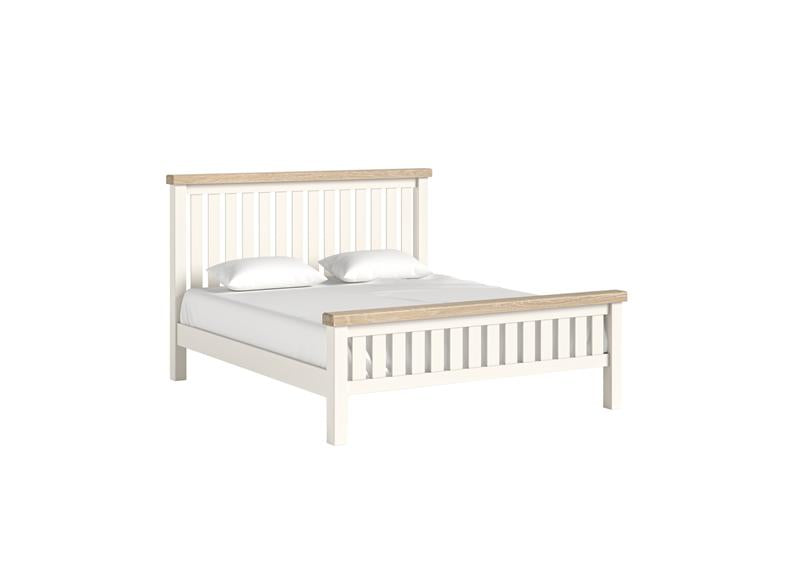 Windsor Bed With A Coconut White Frame & Oak Top – Rustic Country Style Bedroom Furniture (GLH)