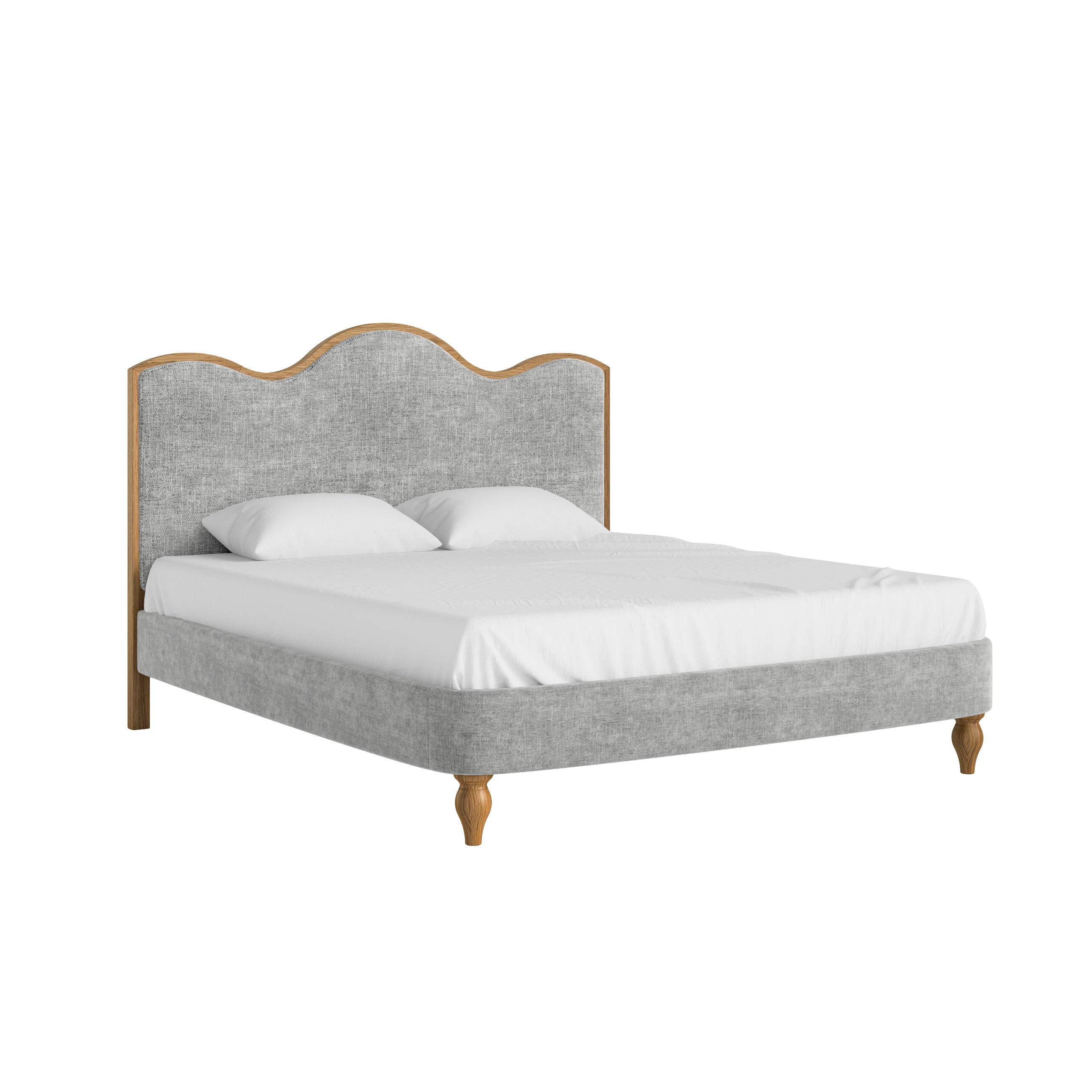 Verona 6' Upholstered Bed Frame – Grey Fabric with Curved Headboard