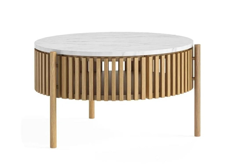 Soho Natural Wood Story Coffee Table With Marble Top
