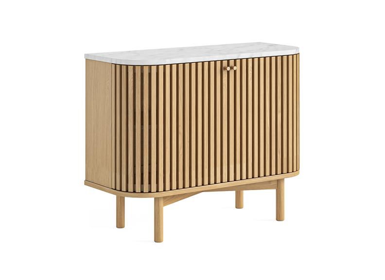 Soho Natural Wood Small Sideboard - Light Wood Body With Marble Top