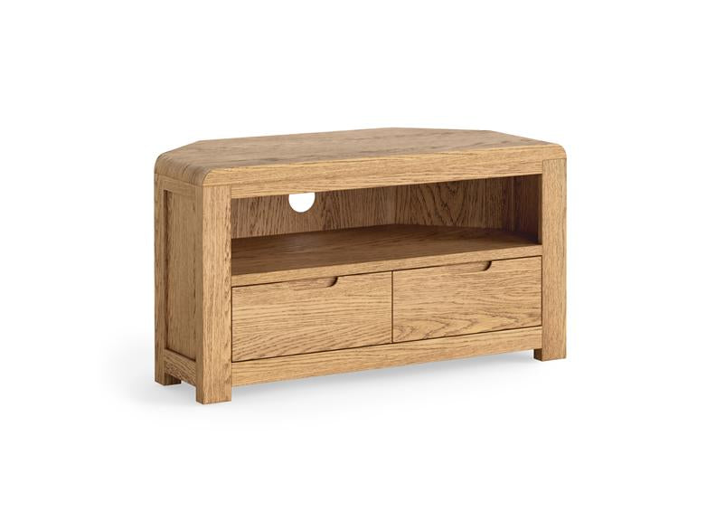 Thurlstone Corner TV Stand – From Oak & Oak Veneers | Modern Media Table