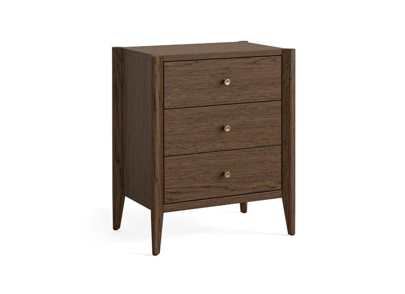 Paris Brown Three Drawer Bedside with Tapered Legs – Stylish Modern Bedroom Furniture