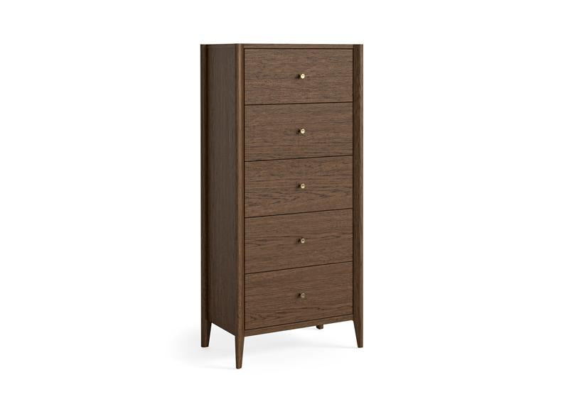 Paris Brown Five Drawer Tallboy Chest Of Drawers – Stylish Modern Bedroom Furniture