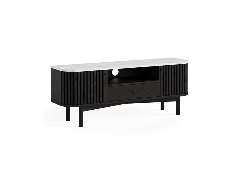 Soho Black Wood Small TV Stand - With Marble Top