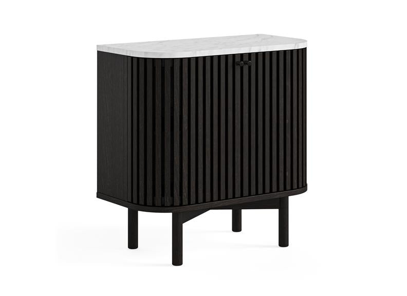 Soho Black Wood Cupboard - Dark Wood Body With Marble Top