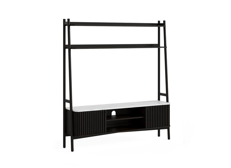 Soho Natural Wood 1.65 m Media Unit - Natural Wood Body With Marble Top