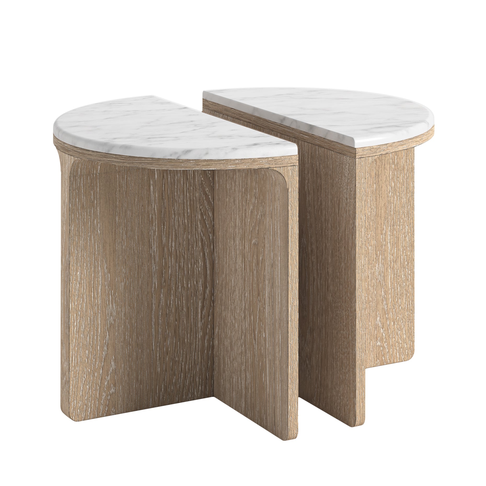 Portobello Half Moon Nest of Tables with Marble Top