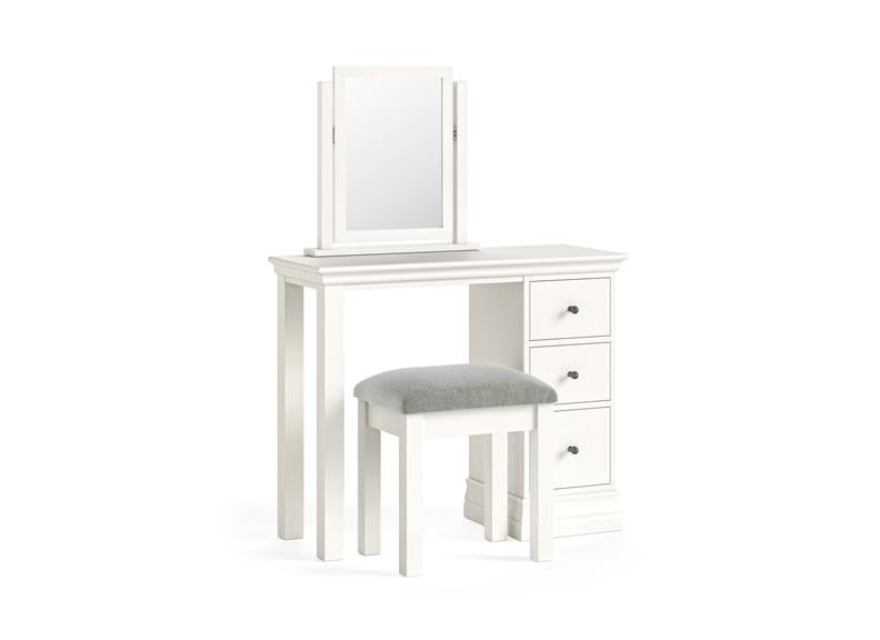 Burgundy Bedroom Stool – Smooth White Lacquered Dressing Stool
