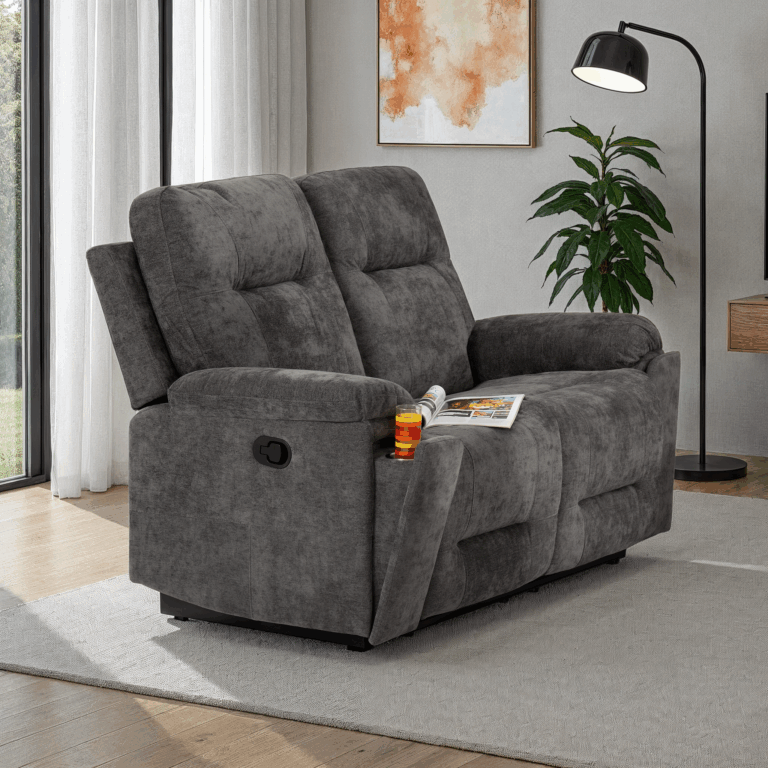 Guildford 2 Seater Recliner Sofa Grey Fabric