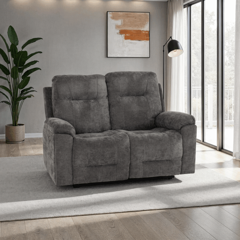 Guildford 2 Seater Recliner Sofa Grey Fabric - image 2