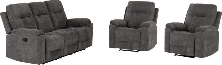 Guildford 3+1+1 Recliner Suite Grey Fabric - image 2