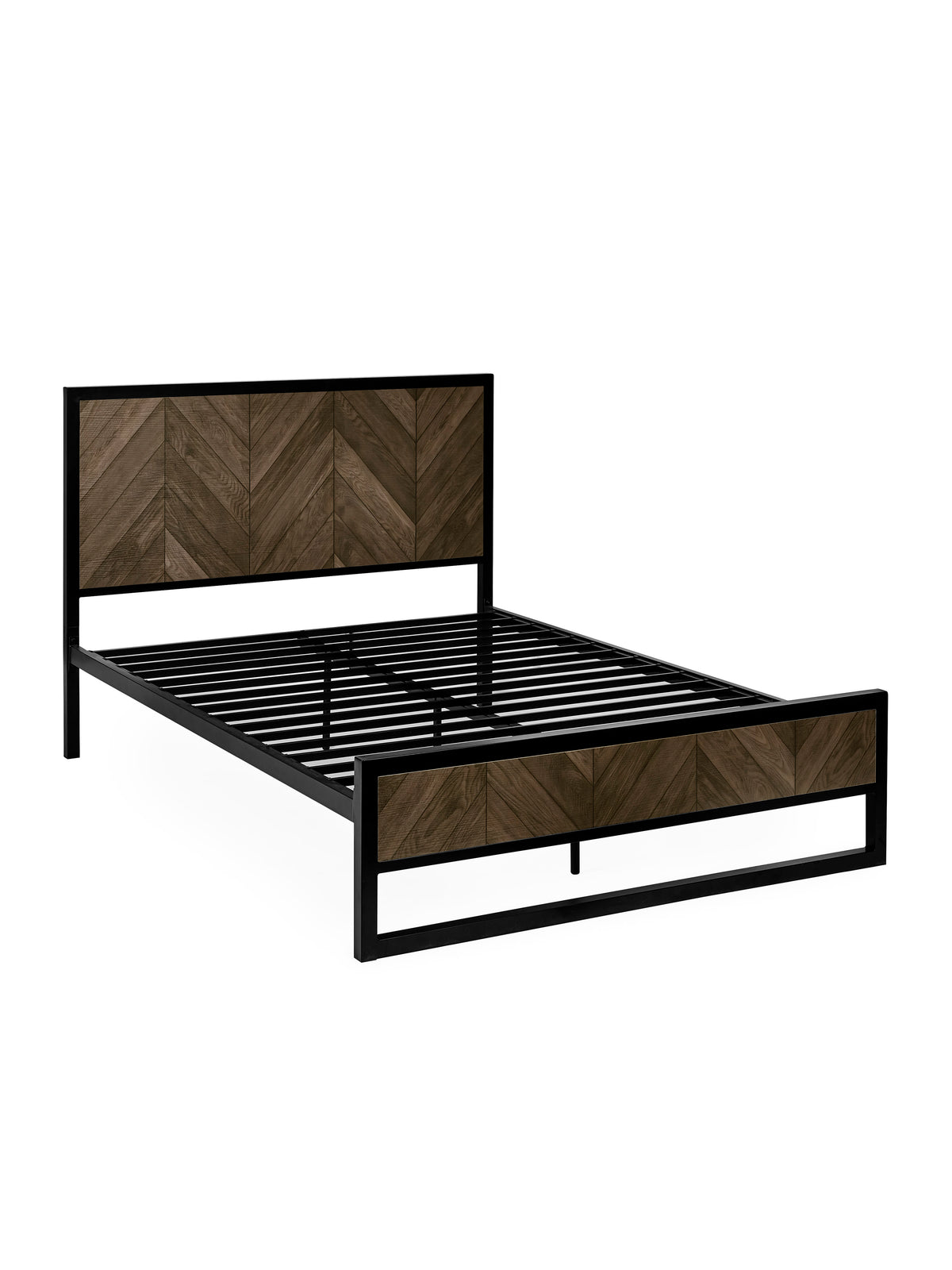 Harrison Dark Oak Herringbone Effect Double Bed