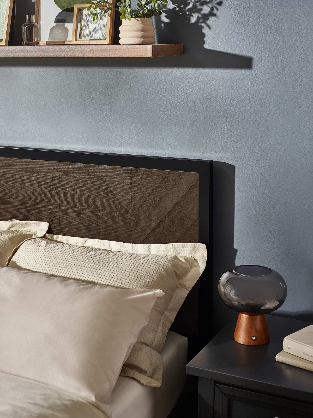 Harrison Dark Oak Herringbone Effect Double Bed