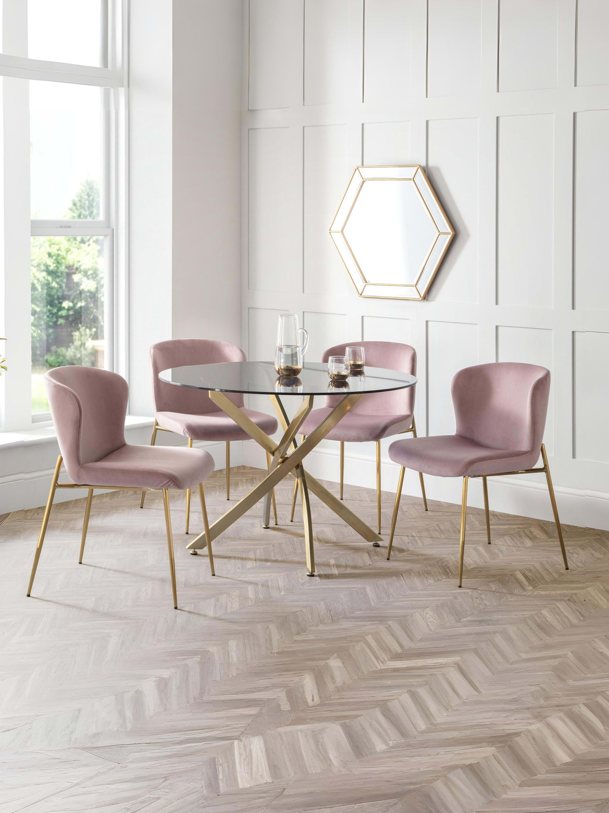 Set Of 2 Harper Dining Chairs - Dusky Pink