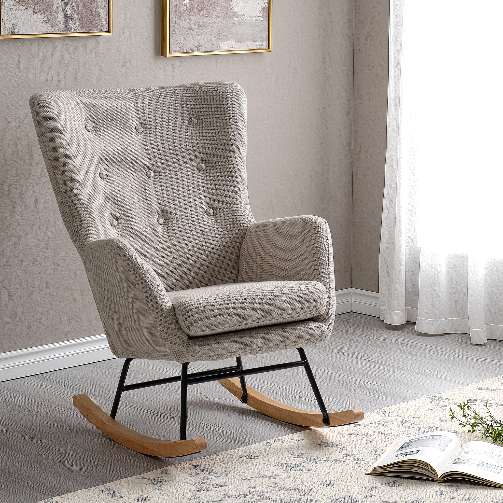 Hayden Rocking Chair Beige Fabric