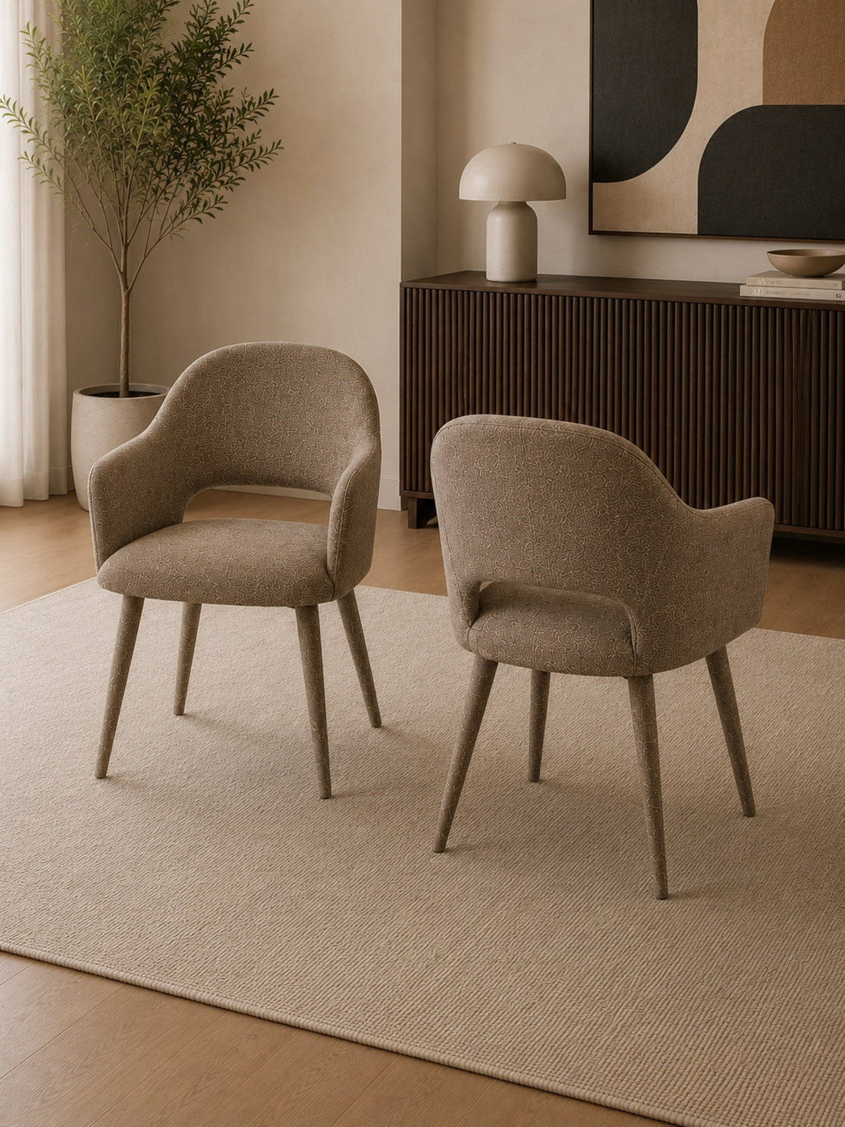 Hazel Upholstered Dining Chairs (Set of 2) - Taupe Textured Fabric