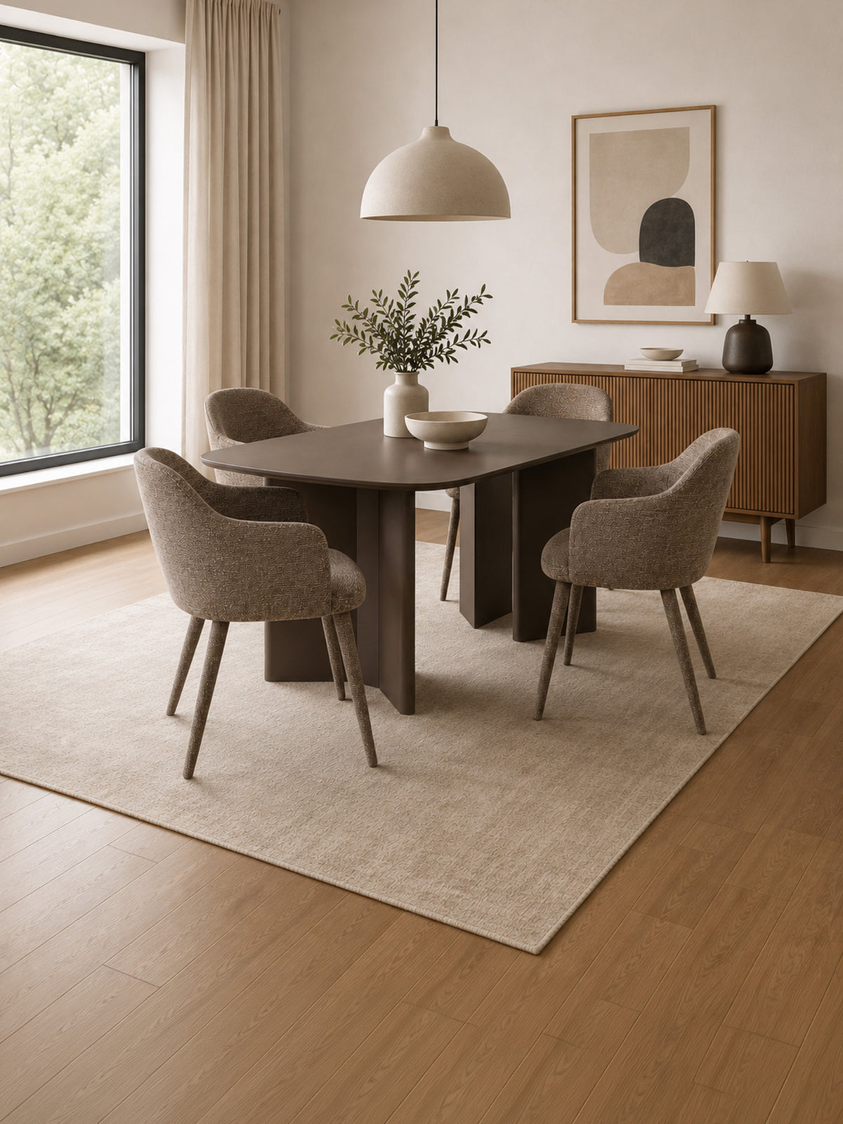 Hazel Upholstered Dining Chairs (Set of 2) - Taupe Textured Fabric