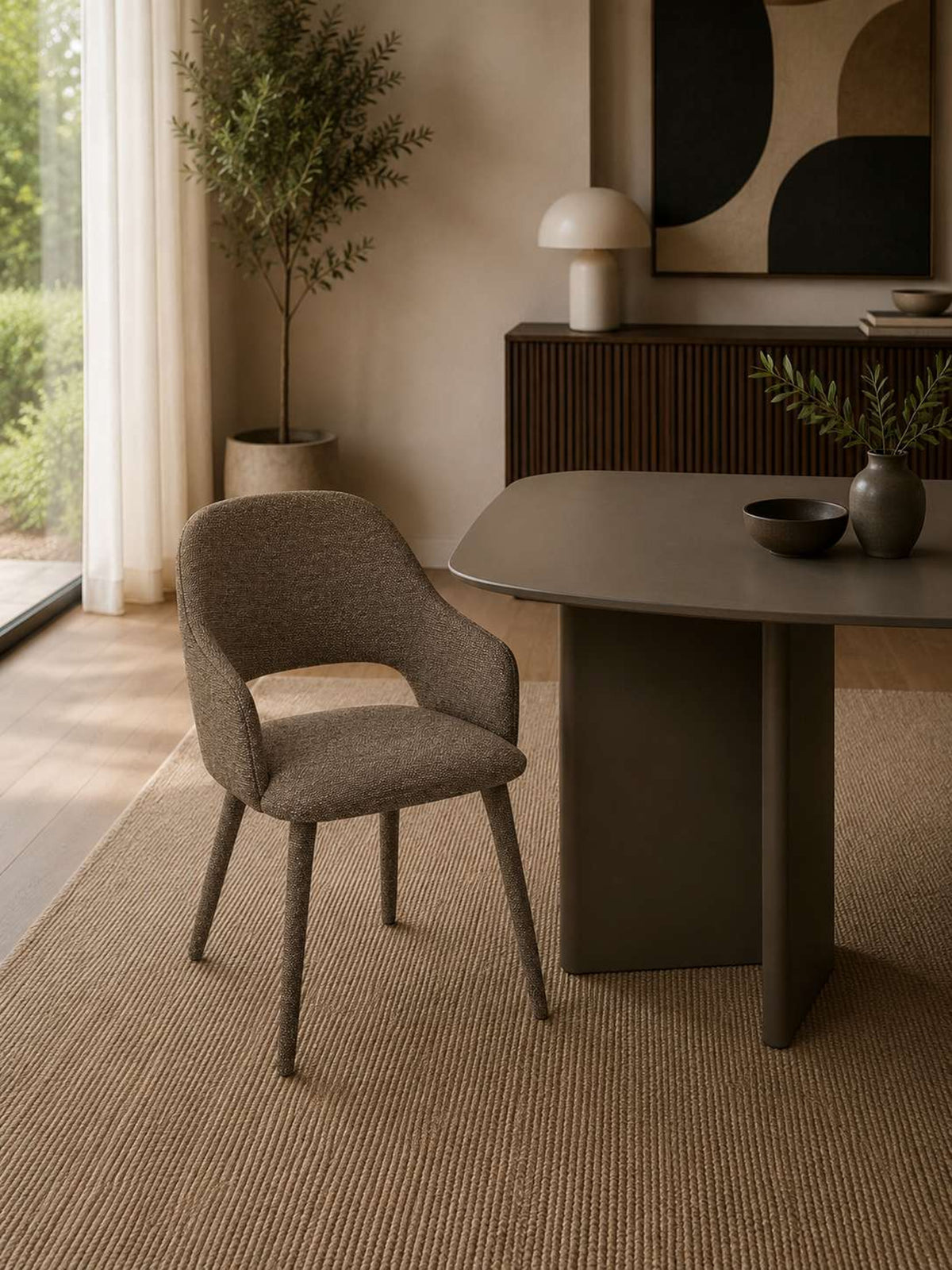 Hazel Upholstered Dining Chairs (Set of 2) - Taupe Textured Fabric