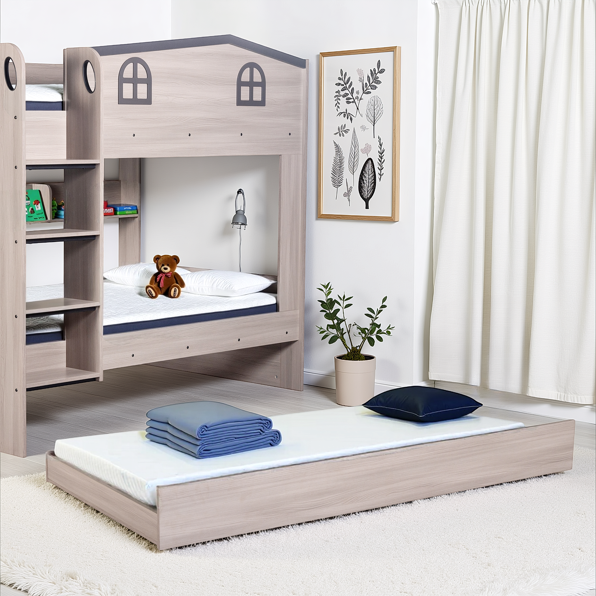 Hector Trundle Bed – Ash Grey | Optional Pull-Out Guest Bed