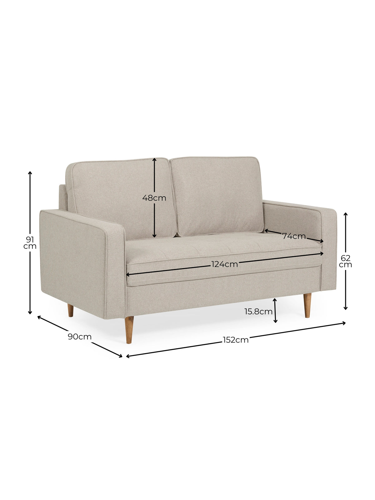 Henrietta Beige Upholstered 2 Seater Sofa