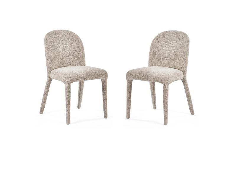 Two Holly Fabric Dining Chairs β Chenille Upholstered Chairs in Graphite & Beige