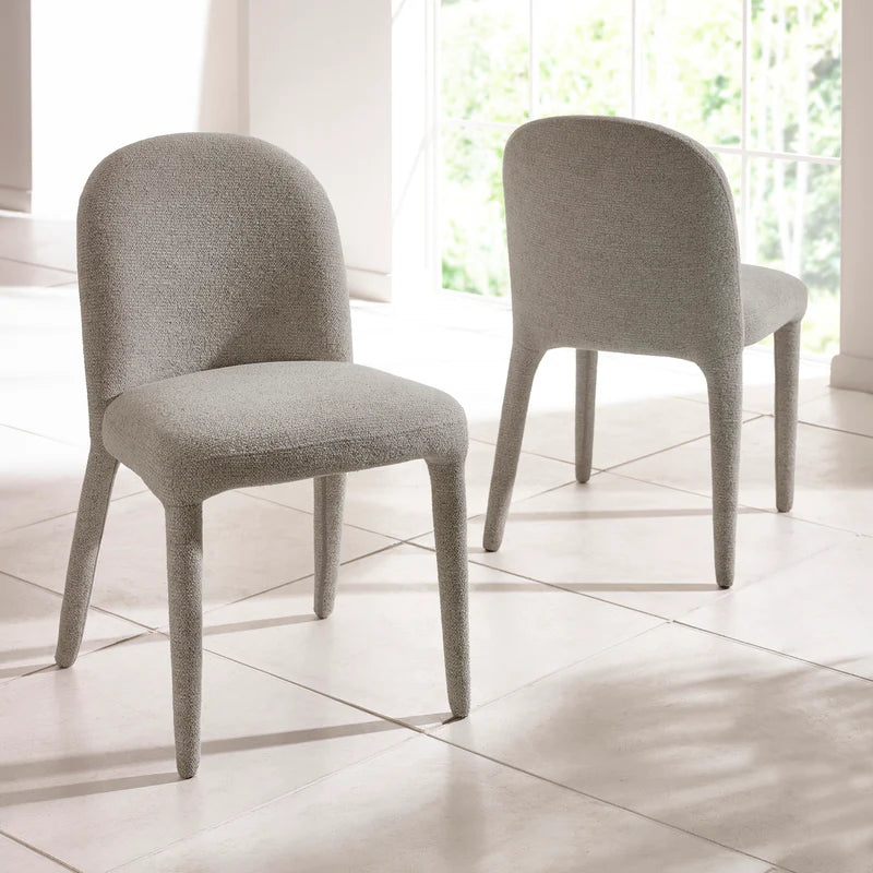Two Holly Fabric Dining Chairs – Chenille Upholstered Chairs in Graphite & Beige